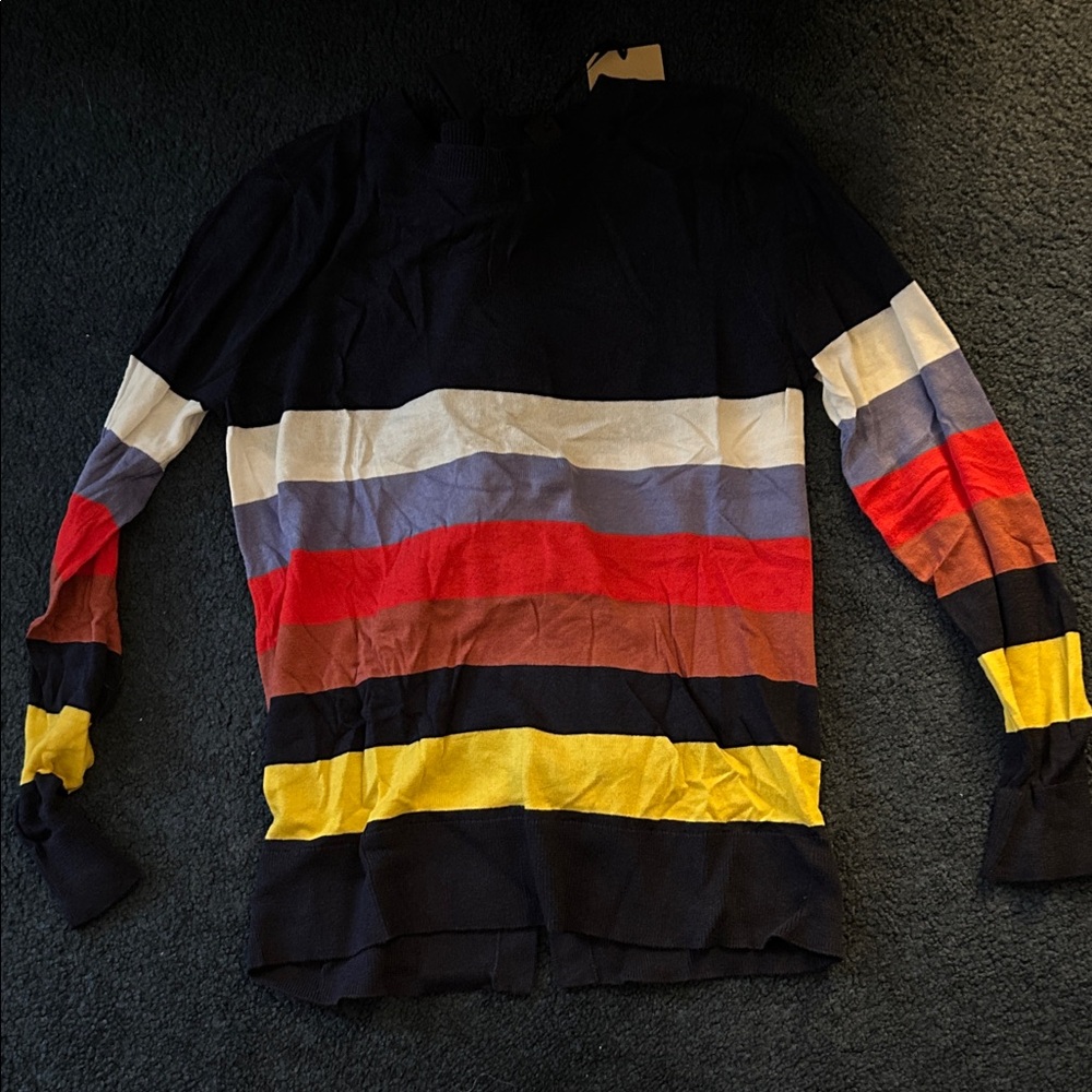 Halogen women's Colorblock Crewneck Sweater. Bows in the back. XS petite. NWT.